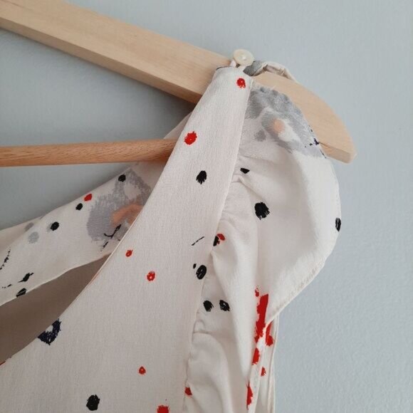 QUICKSILVER 100% Silk Tie Belt Hem Tank Top Ruffle Detail Abstract Sz S - Picture 5 of 10